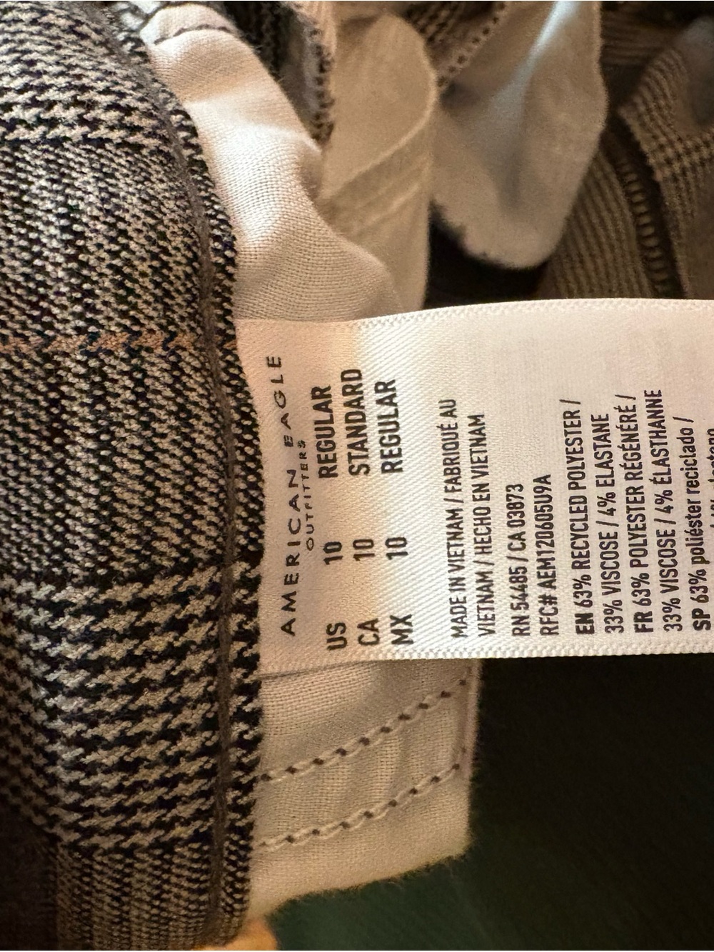 American Eagle Outfitters Gray Glen Plaid Wide-Leg Trousers - Picture 5 of 6